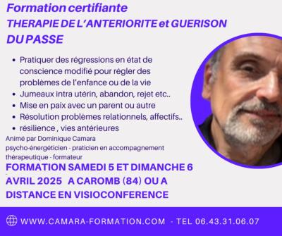 FORMATION CERTIFIANTE THERAPIE DE L'ANTERIORITE et GUERISON DU PASSE 5 et 6 avril 2025